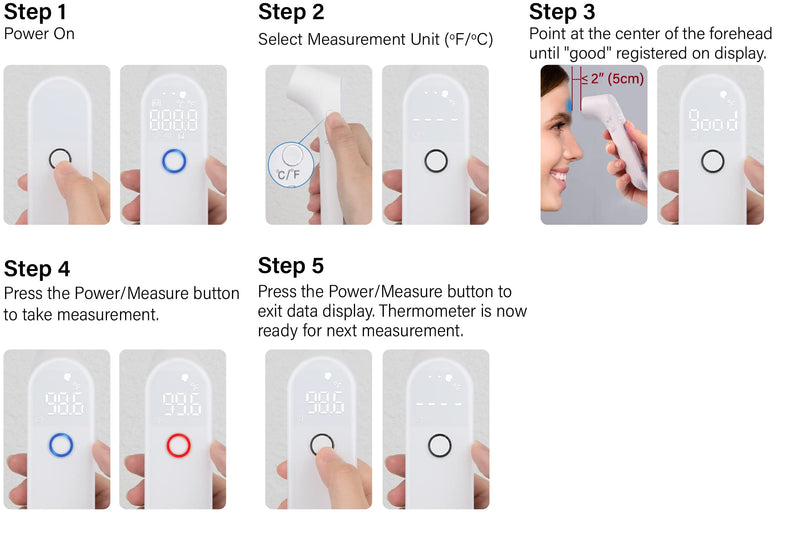 [Australia - AusPower] - Newly Released Innovo Medical Touchless Forehead Thermometer, Non-Contact Fever Alert, Termometro Digital (Snow White), (iF100B) 