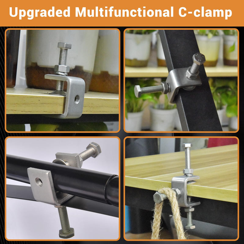 [Australia - AusPower] - Stainless Steel Small C Clamp Set, 1 Inch Heavy Duty Metal C-clamp, Mini Tiger Clamp G-Clamp U Clamps with Stable Wide Jaw Opening/I-Beam Design for Woodworking Mounting Welding, 6pcs 1 3/16 Inch 