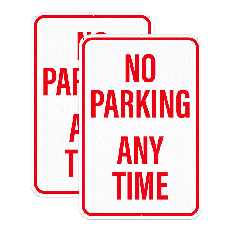 18" × 12" No Parking Anytime Sign Reflective Aluminum 2 Pack Rust Free Metal No Parking Signs for Driveway Business Garage Outdoor Red 12*18 No Parking