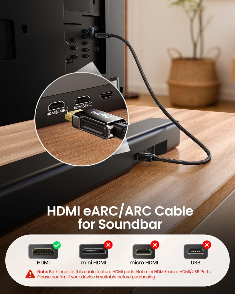 Silkland 8K HDMI ARC/eARC Cable 2.1 for Soundbar 10ft, 8K@60Hz, 4K@120Hz Ultra High Speed HDMI Cord, Dolby Atoms, 48Gbps HDR10, HDCP 2.2&2.3 Compatible for Vizio Samsung Bose Sound bar, UHD TV,Blu-ray 10 Feet