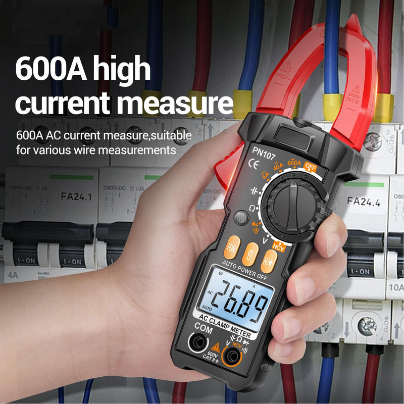 [Australia - AusPower] - Digital Clamp Meter Multimeter, 6000 Counts Voltage Tester Auto Ranging Measures, AC DC Current Voltage Temperature, NCV Frequency Diode Capacitance Electrical Tester 