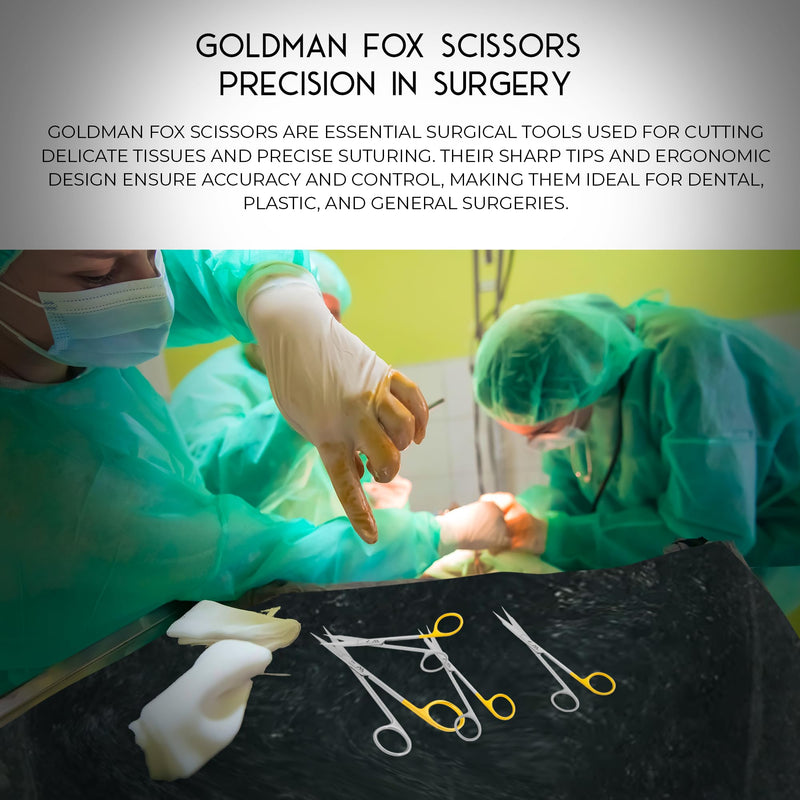[Australia - AusPower] - Goldman Fox Scissors Suture Straight and Curved Scissors 13 cm Surgical Scissors Set of Two (Super Cut Serrated Blade) for Cutting Gingival Tissues | Premium Quality Japanese Stainless Steel 