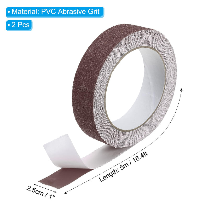 PATIKIL 1 Inch x 16 Ft Anti Slip Traction Tape, 2 Pack Non-Slip Grip Tape Non Skid Tread Safety Tape for Stairs Steps Scooter Deck, Brown