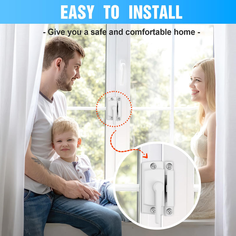10 Pack Window Latch, White Sash Window Locks Window Latches Tilt Window Latch Cam Action Security Window Locks Replacement Window Locks for Horizontal Sliding Windows Double Hung White-10Pack