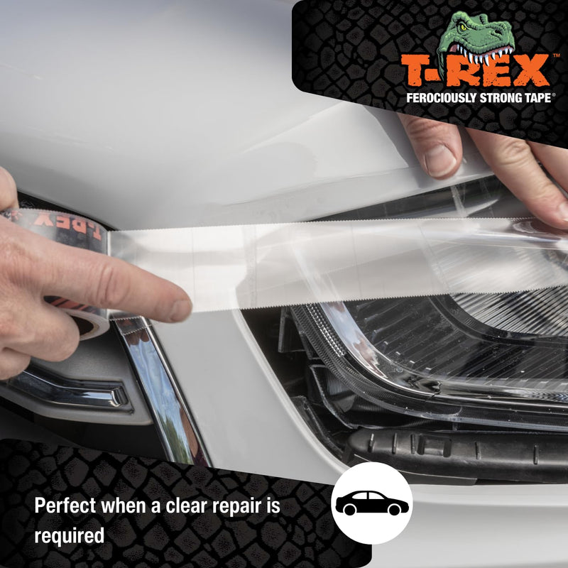 T-REX Ferociously Strong Repair Tape, Sticks to Wet Surfaces, All Weather and UV Resistant, 1.88" x 9 Yards, Clear, 1-Roll (241535)