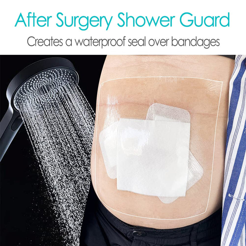 7 Pcs Waterproof Shower Cover 10"x12" with Non-Stick Center Pad for Large Port Surgery Incisions Protector Patch Transparent Film Clear Adhesive Wounds Dressing Bandage Shields 10x12 Inch (Pack of 7)