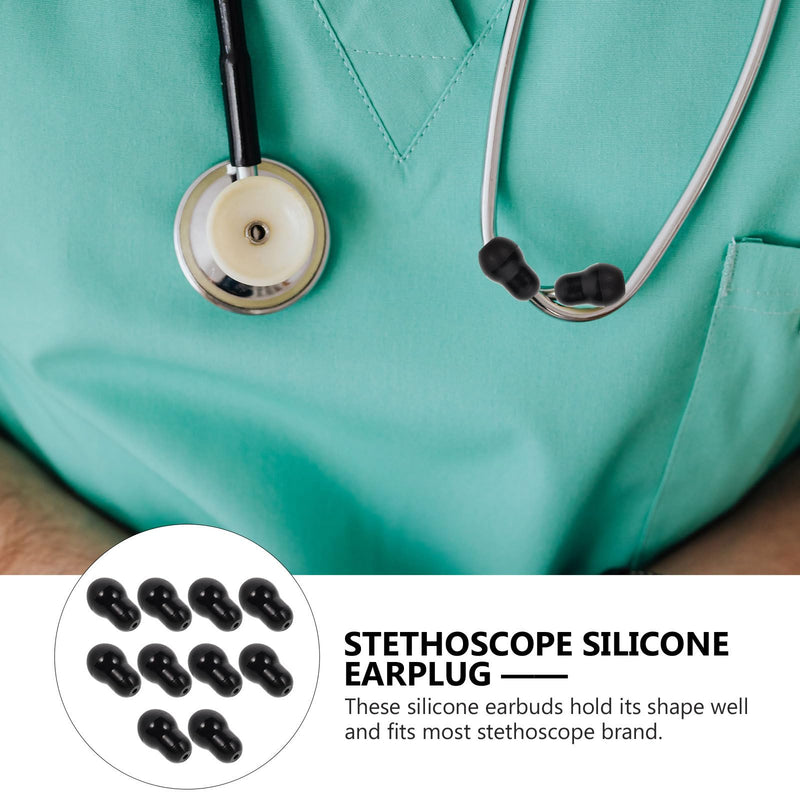 [Australia - AusPower] - Ciieeo 10 Pieces Headphone Accessories Stethoscope Ear Plugs Stethoscope Tips Screw on Black Snap Tight Ear- Tips s Buds Silicone Gauges for s Universal Beans 