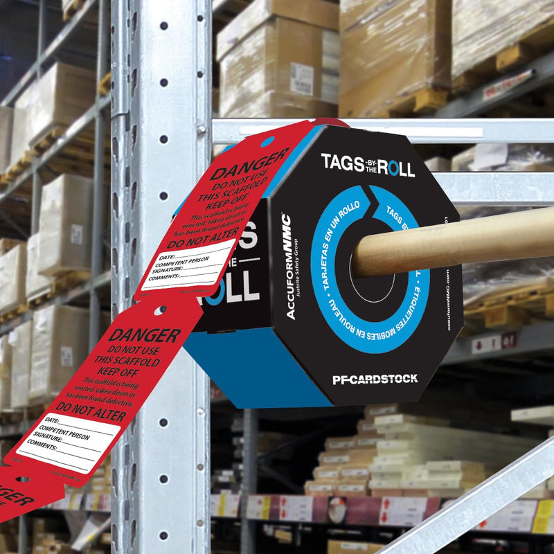 [Australia - AusPower] - 100 Scaffolding Tags by-The-Roll, Do Not Use This Scaffold Keep Off, US Made OSHA Compliant Scaffold Tags, Waterproof PF-Cardstock, Resists Tears, 6.25"x3", TAR109 100 Tags 