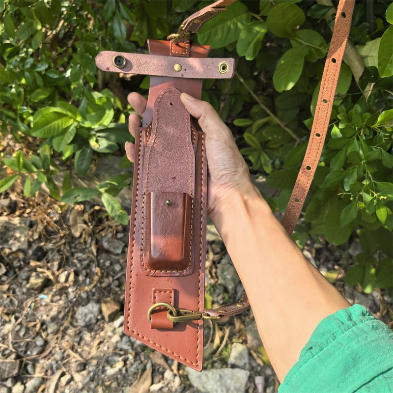 12.99" Large Leather Fixed Blade Knife Sheath,EDC Back Organizer for Work and Daily Use,Leatherman Sheath,EDC Pocket Organizer for Ourdoor Camping,Gifts for Men for Multitool,Brown