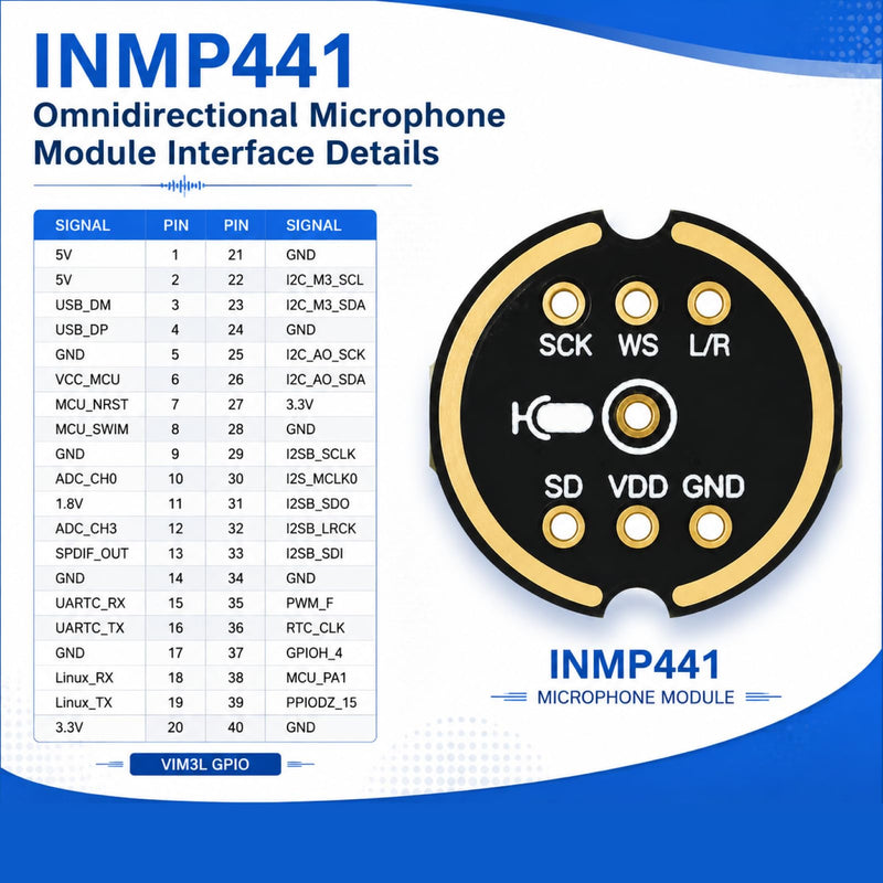 Set of 3 INMP441 Omnidirectional Audio Module with 24-Bit I2S Digital Output, MEMS Microphone for ESP32, Arduino, Digital Microphone Module ESP32, Precise Audio Recording for Voice and IoT Projects