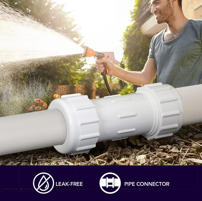 [Australia - AusPower] - Midline Valve 582DD034 PVC Compression Coupling Pipe Fitting; 3/4 in.; White Plastic 3/4 in. 
