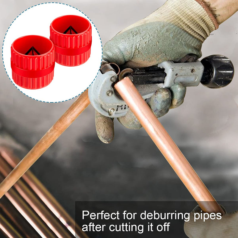 [Australia - AusPower] - 2 Pieces Red Inner-Outer Reamer Pipe and Tube Deburring Reamer Tubing Chamfer Tool for PVC/PPR/Copper/Brass/Aluminum Tubes(3/16-inch to 1-1/4-inch) 2 Red 