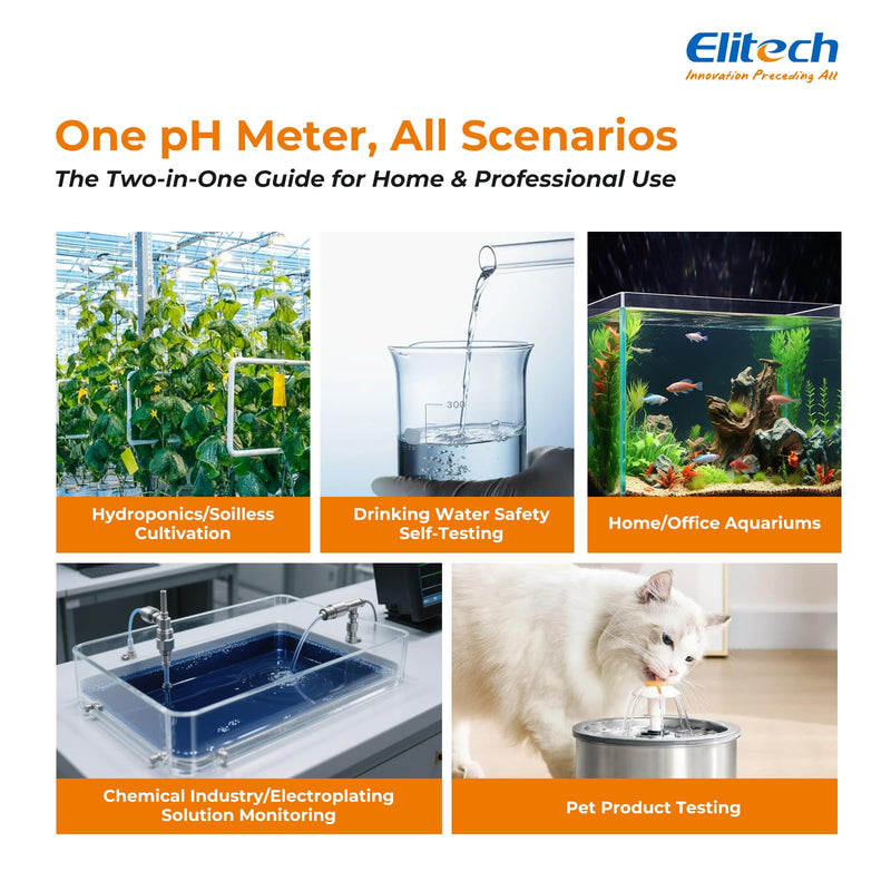 [Australia - AusPower] - Elitech Professional pH Pen Meter - Digital Tester for pH & Temperature in Hydroponics, Growing Solutions with Full Calibration Kit for Plant Health, PHM-230 