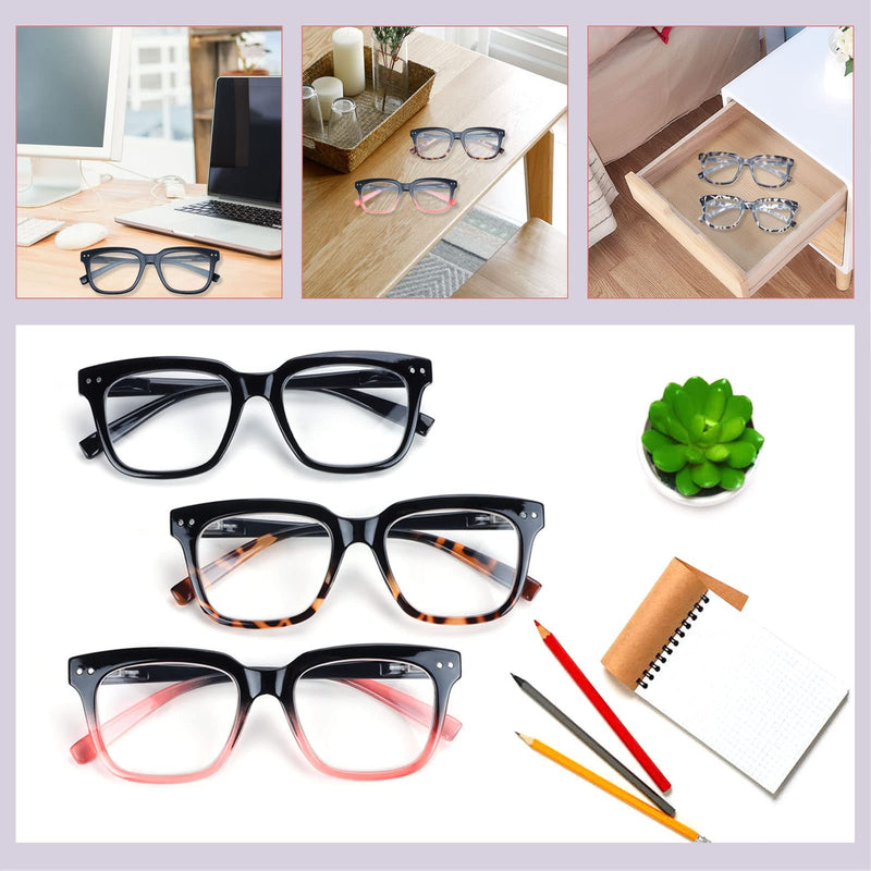 [Australia - AusPower] - 6 Pack Fashion Reading Glasses for Women Men Blue Light Blocking Oversized Square Readers with Spring Hinge 6 Pack Mix 1.5 x 