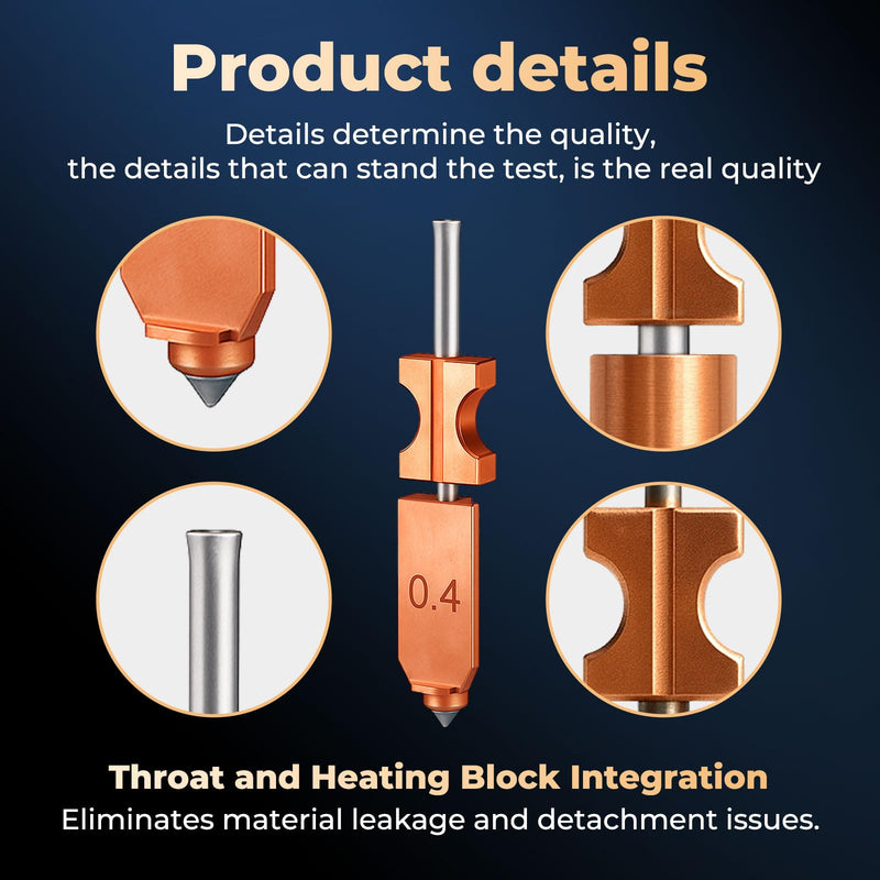 for Flashforge AD5X Upgraded 0.4mm Integrated hotend Nozzle 2 Packs,Adventurer 5X Nozzle,3D Printer Accessories Quick Detachable hotend nozzles kit,Extra 3PCS Silicone Sock+3PCS Nozzle Brush 2 Pcs 0.4MM