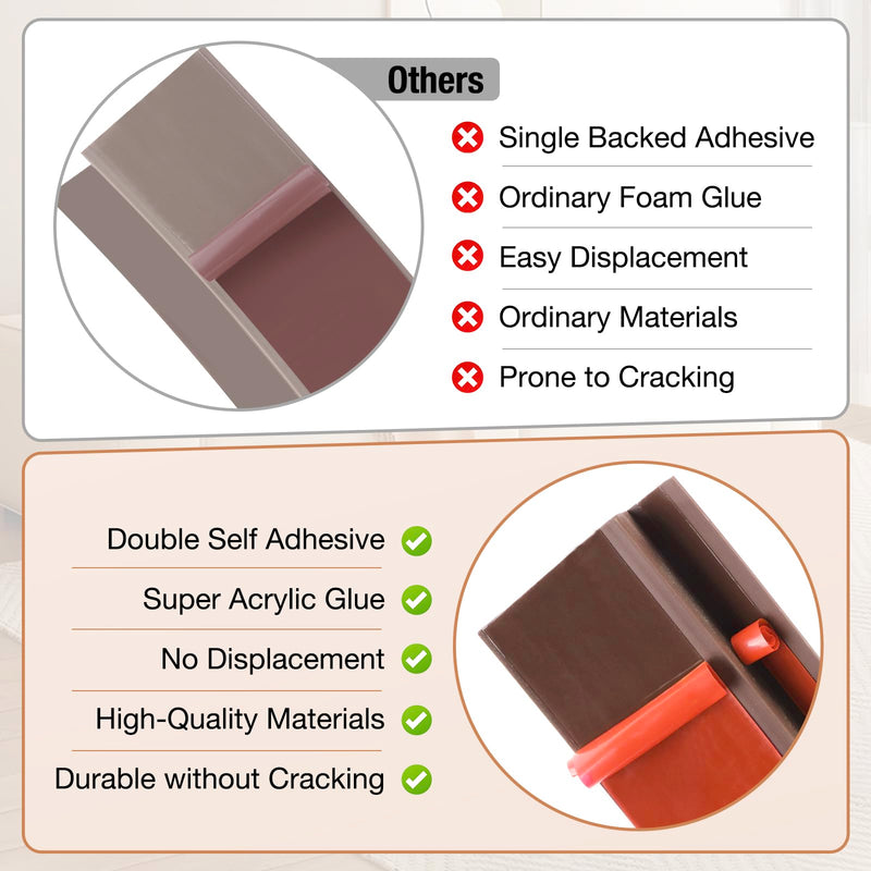 Floor Transition Strip Self Adhesive Vinyl Door Threshold for Doorways Carpet Edging Trim Overlap Edge Reducer for Laminate Floor, Carpet, Tile (Brown, 2/5" to 3/5", 6.6Ft) Brown