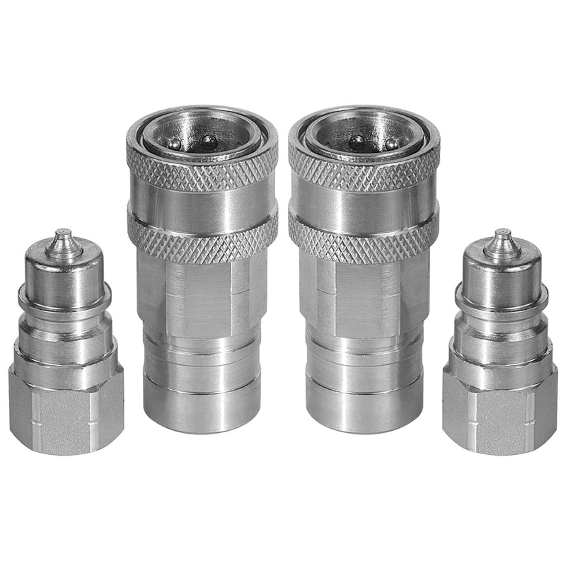 [Australia - AusPower] - 1/4" Ag ISO 5675 Hydraulic Quick Connect Pioneer Style Couplers & 1/4" NPT Thread,Interchangeable with ISO 5675 Series Poppet Seal,Ball Seat Valve Coupler Fittings 
