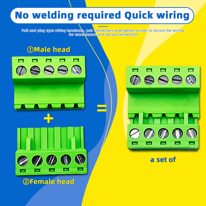 [Australia - AusPower] - 10pairs 5 Pin 5.08mm Pitch PCB Mount Screw?10Pcs 5 Pin Phoenix Type Connector PCB Mount Screw Terminal Block Connector with 10Pcs 5 Pin Plug 5.08mm 5 Pin 