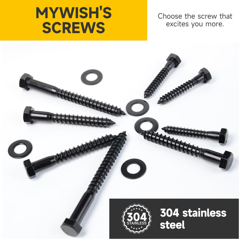 [Australia - AusPower] - (20Sets) 1/4" x 2-1/2" Hex Head Lag Bolts, Heavy Duty Lag Screws with Washers, 304 Stainless Steel Bolts 18-8, Lag Screws Wood Screws, Partial Thread Black Oxide, 1/4 Bolt 1/4 x 2-1/2" (20 set) 