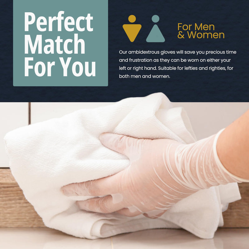 [Australia - AusPower] - MED PRIDE Medical Vinyl Examination Gloves (Large, 100-Count) Latex & Rubber Free, Ultra-Strong, Clear Disposable Powder-Free Gloves for Healthcare & Food Handling Use Large (Pack of 100) 