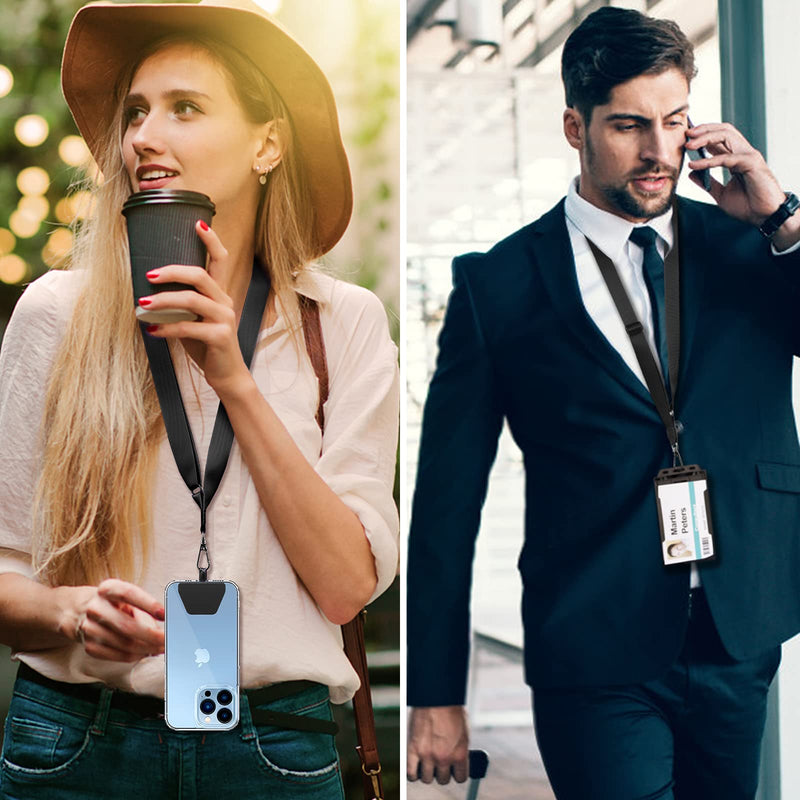 [Australia - AusPower] - CACOE Phone Lanyard 2 Pack-1× Adjustable Neck Strap,1× Wrist Strap,2× Pads,Multifuctional Universal Crossbody Cell Phone Lanyards,Compatible with Most Smartphones(Black) Black 