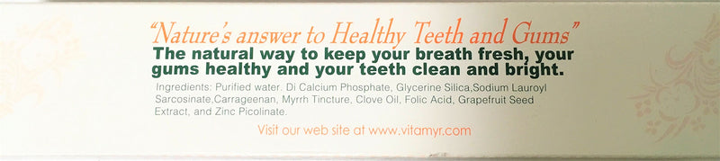 VITA-MYR Value Package 1 – 1 Tube Original 4 Oz Zinc+ Natural Toothpaste & 1-16 Oz Natural Mouthwash. Gluten Free. Vegan, No SLS, No Sugar, Fluoride, Alcohol or Saccharin.
