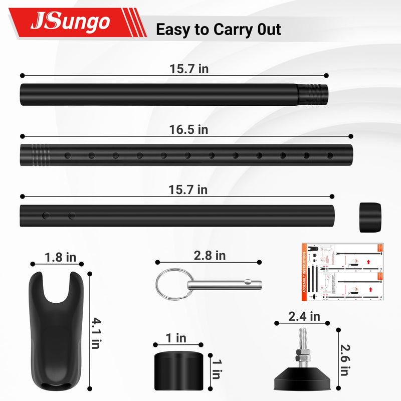 JSungo 2-in-1 Sliding Door Security Bar, Upgrade Doors Stoppers Security, Heavy-Duty Door Jammer Doors Stopper for Sliding Window, Adjustable Door Jammer for Home, Apartment, and Hotel, Black, 1 Pack