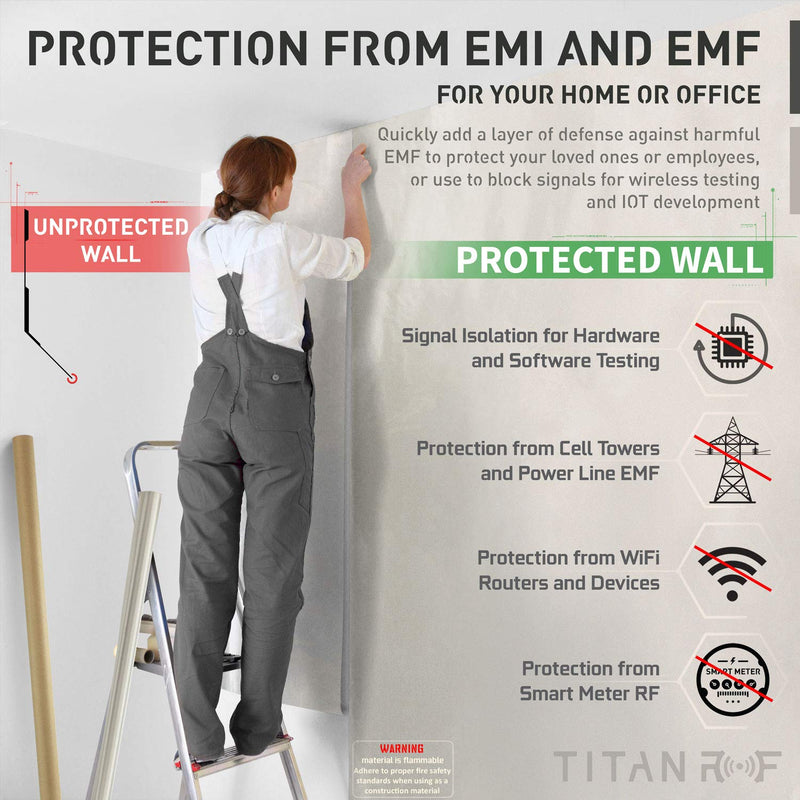 [Australia - AusPower] - Mission Darkness TitanRF Faraday Fabric Kit 1 Yard // 44" W x 36" L Fabric + 36" L Tape Military Grade Conductive Nickel Copper Polyester Material Blocks RF Signals WiFi Cell Bluetooth RFID EMF 1 Yard (44in W x 36in L) 