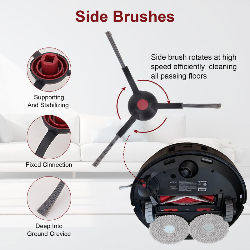 21 Pack Replacement Part Accessories Compatible with Yeedi M12 Ultra PRO +/ ECO-VACS DEEBOT T30S Robot Vacuum,1 Roller Brush, 6 Side Brushes, 6 Dust Bags, 4 Hepa Filters, 4 Mop Pads, 1 Cleaing Brush