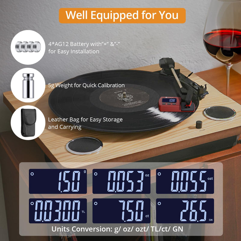 [Australia - AusPower] - Neoteck Digital Turntable Stylus Force Scale Gauge 0.01g/5.00g Black LCD Backlight for Tonearm Phono Cartridge-Red 