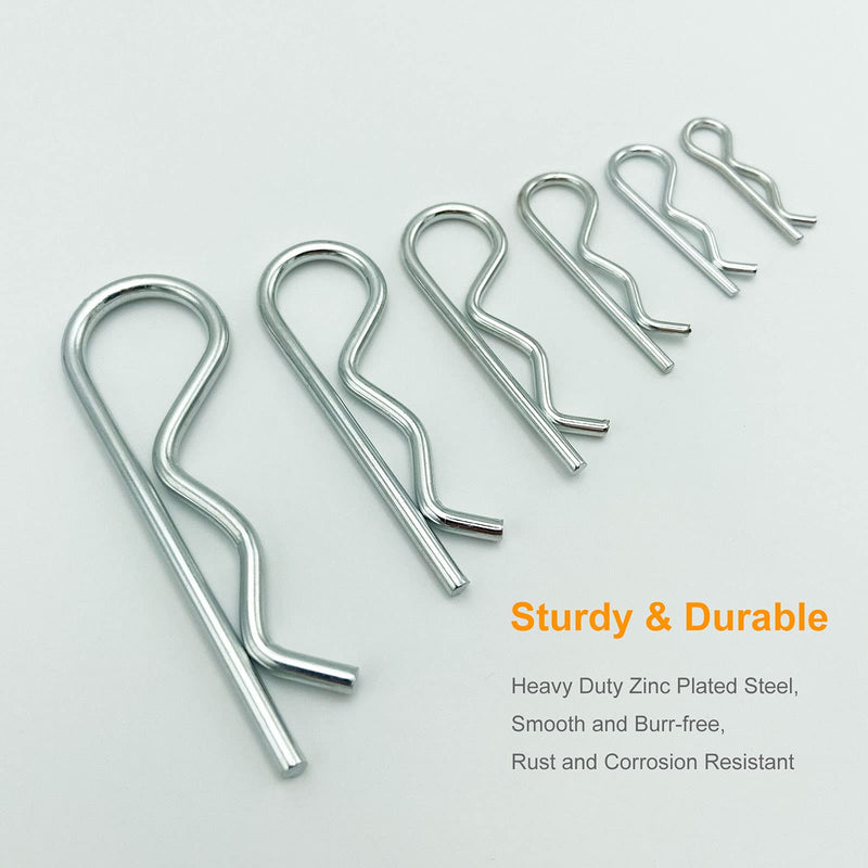 [Australia - AusPower] - Jongdari Cotter Pins, 30 Pcs Zinc Plated Spring Fastener Assortment Kit, Heavy Duty Cotter Hairpin for Hitch Pin Lock Systems, Multiple Sizes M1.6 - M3.5, Silver 30pcs 
