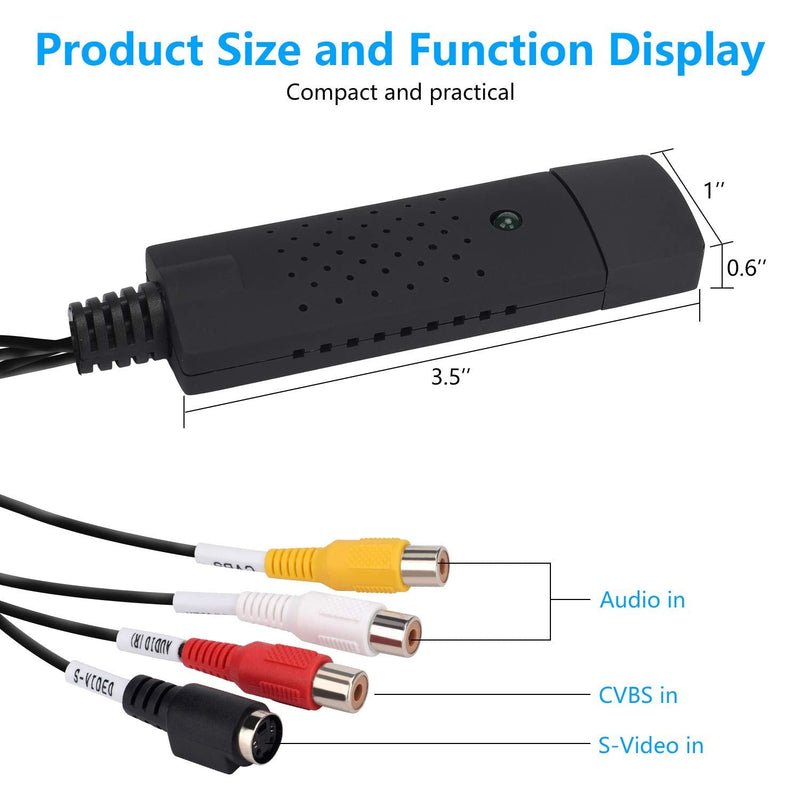 [Australia - AusPower] - USB Audio Video Converter, VHS to Digital Converter, Video Capture Card Digitize from Analog Video VCR VHS DVD, for Windows 7 8 10 