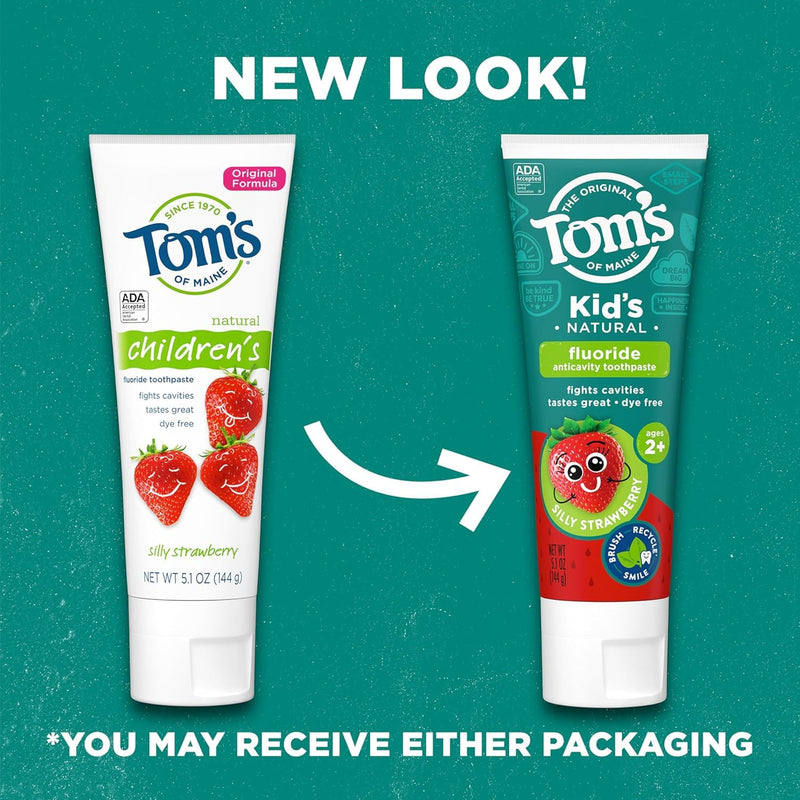 Toms Of Maine Silly Strawberry Childrens Anticavity Fluoride Toothpaste, 5.1 Ounce - 6 per case. 5.1 Ounce (Pack of 6)