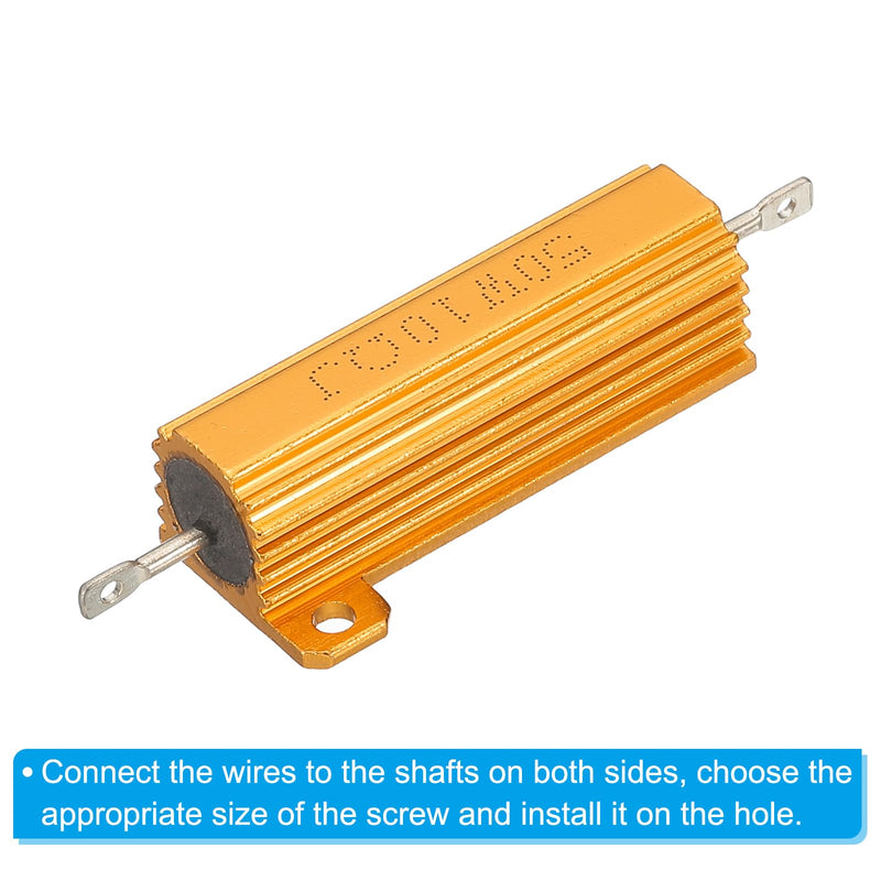 PATIKIL 2 Pieces 50 W 10 Ohm 5% Tolerance Aluminum Housing Resistors Set Resistance Assortment with Screws Wire Wound Potentiometer Power for Machines Electronics DIY Project Golden 10 Ohm 50 W