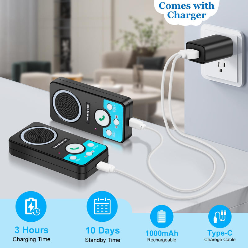 [Australia - AusPower] - Intercoms Wireless for Home, 2 Way Audio Hands-Free Long Range Wireless Intercom System, 4 Ringtones 8 Volume Levels, Up to 10 Days Standby Intercom Syetem for House, Office, Classroom, Black 