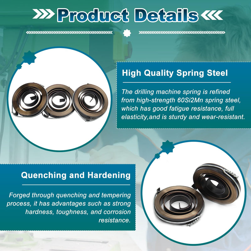 [Australia - AusPower] - MroMax 3Pcs Drill Press Spring, 1.65" Outer Diameter, 0.31" Width, 0.03" Thickness, 39.37"Expand Length, 42 x 8 x 0.8mm Drill Press Spring, Spring Steel Chemical Blackening Finish 3pieces 