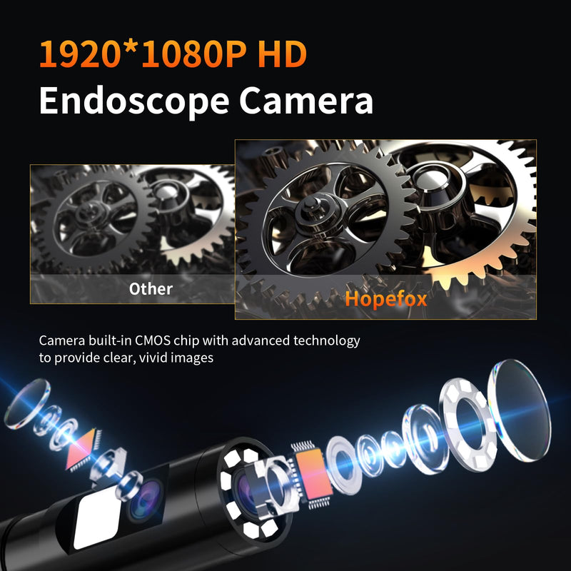 [Australia - AusPower] - Borecope with Light 5M, 5in Dual Lens Endoscope Camera with Light, Digital Inspection Camera, 7.9mm IP67 Waterproof Endoscope, 5M/16.4FT Semi-Rigid for Car Wall Plumbing-6PCS ACCS 5in Dual-Lens 16.4ft 