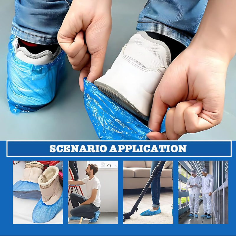 Shoe Covers Disposable Non-Slip Waterproof Overshoes for Men Women Size 25-45 Pack of 100 Blue