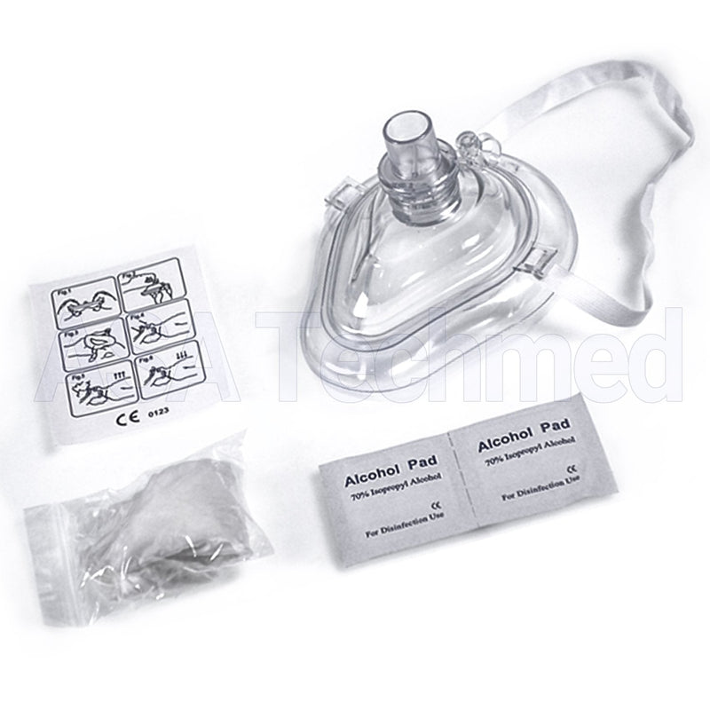 [Australia - AusPower] - ASA TECHMED Medical First Aid CPR Mask for Adult/Kids Pocket Resuscitator with One-Way Valve  Hard Case with Wrist Strap, Gloves, Wipes and 2 Keychain CPR Face Shield Approved 