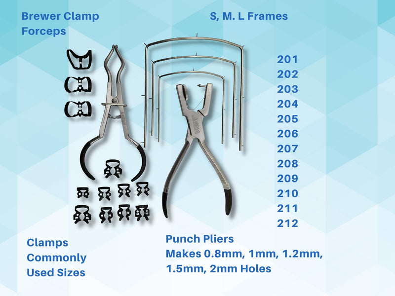 [Australia - AusPower] - Rubber Dam Kit with 12 Anti-Reflection Clamps Punch Plier, Endodontic Supplies, and Dental Isolation Tools Artman Instruments 