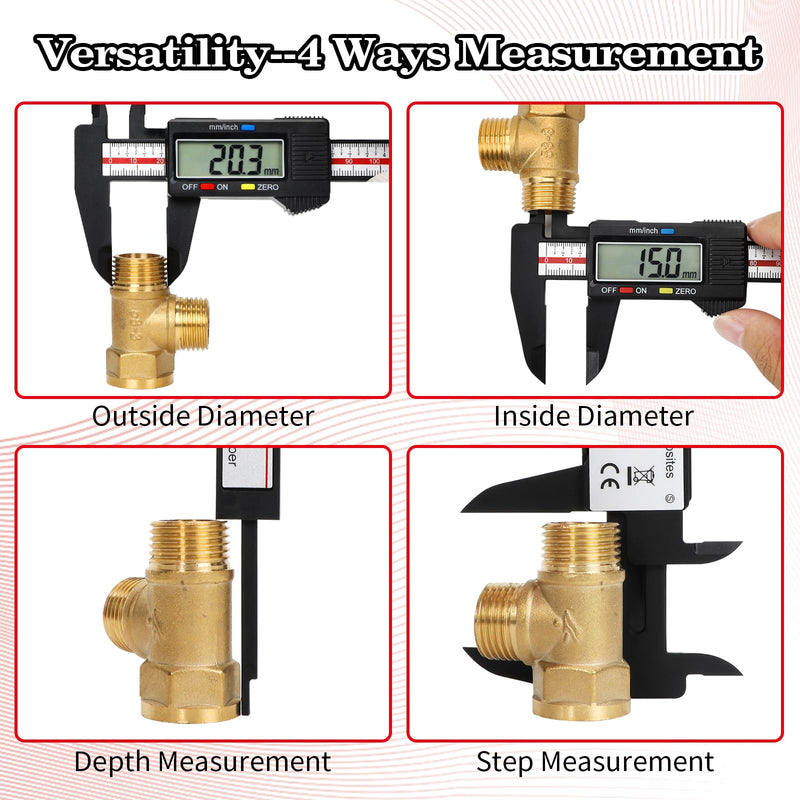 [Australia - AusPower] - Digital Caliper, Esydon Upgraded Calipers 6 inch, Measuring Tool, Electronic Ruler, with Large LCD Screen, Auto-Off Feature, Inch and Millimeter Conversion, Plastic Case, Perfect for Household, DIY 