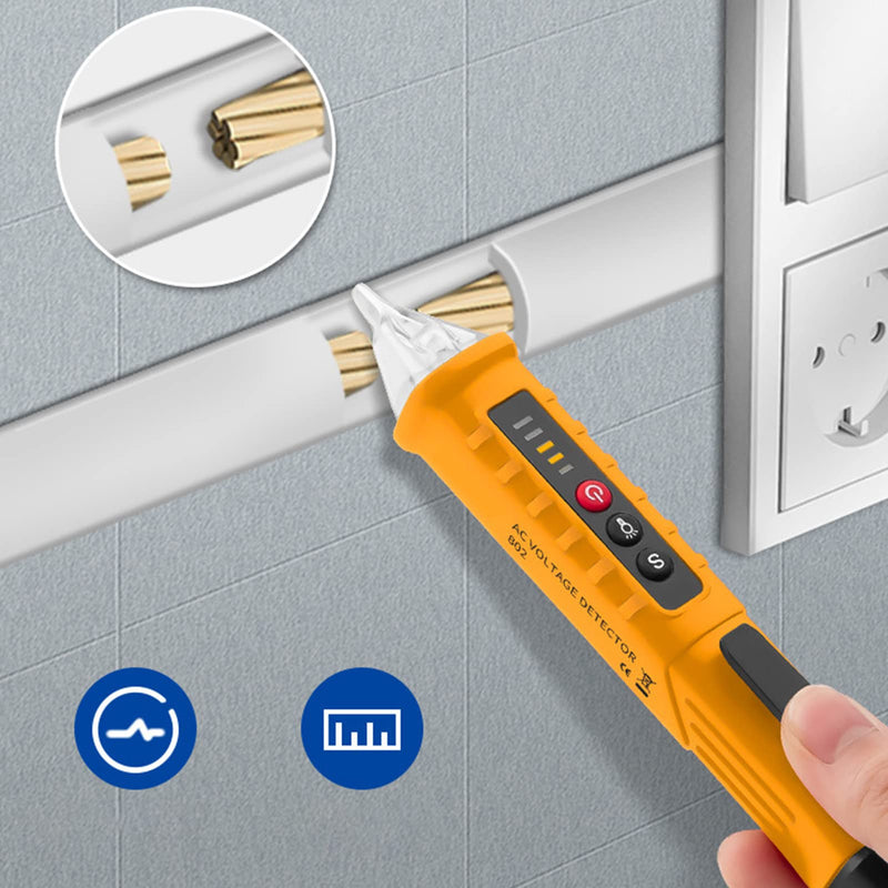 [Australia - AusPower] - AC Voltage Detector Non-Contact Digital Electrician Test Pen with LED Flashlight Sound Light Alarm for Circuit Testing 