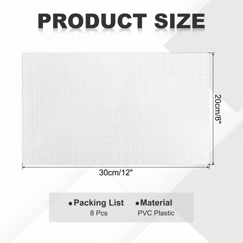 MECCANIXITY Adhesive Reflective Stickers, 12 x 8 Waterproof Safety Reflective Tape Warning Night Reflector Sticker for Bicycles Cars Trailer Mailbox, White Pack of 8