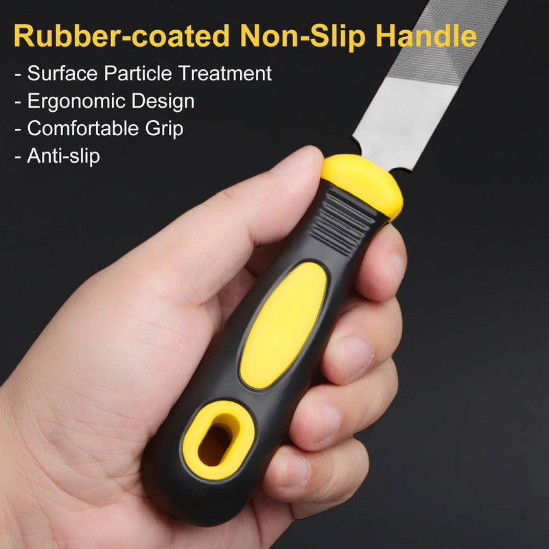 [Australia - AusPower] - 8'' Flat Hand Metal File, Ergonomic Rubberized Handle, Uniform Teeth, Strength High Carbon Steel, Suitable for Long Time Use for Trimming, Removing, Sharping Metal, Stone, Wood, and more. 