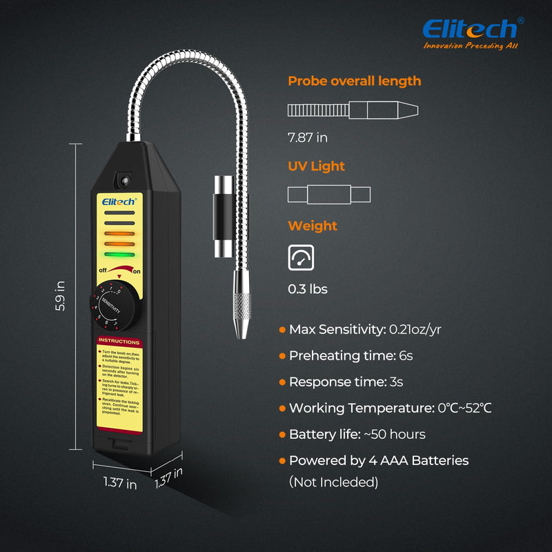 [Australia - AusPower] - Elitech Freon Leak Detector Halogen Refrigerant Gas Leak Detector HVAC Tester AC Sniffer R22 R410A R134A 1234YF, WJL-6000S WJL-6000 