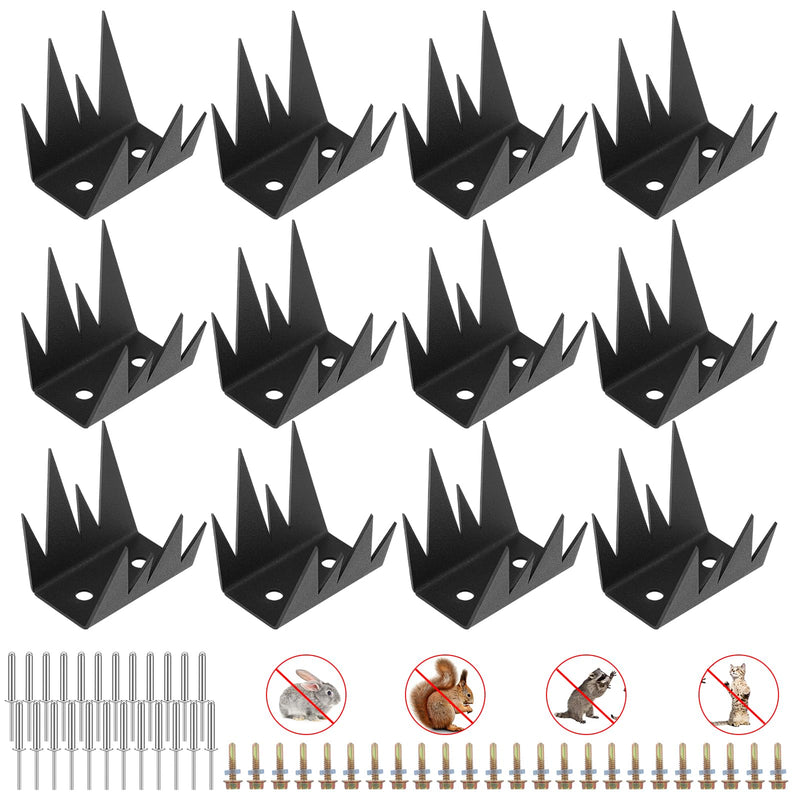 Yaocom 12 Pcs Fence Spikes Security Anti Climb Wall Spikes with Screws Intruder Thief Security Fence Pointed Nails Metal Outdoor Anti Climb Nail for Wall Railing Roof Home (Mountain) Mountain