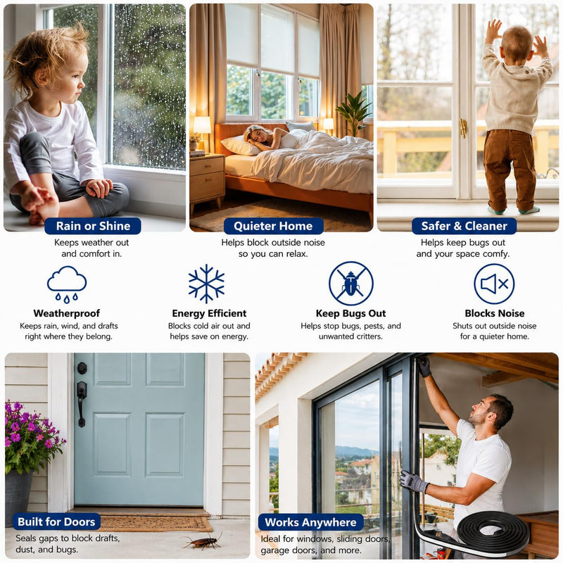 Weather Stripping Door Seal Strip, 196 inch * 3 Wedge-Shape Window Foam Seal Strip, Soundproofing, Winter Insulation Tape Strip for Frame, Noise Blocker, Door Gap Filler for Exterior White