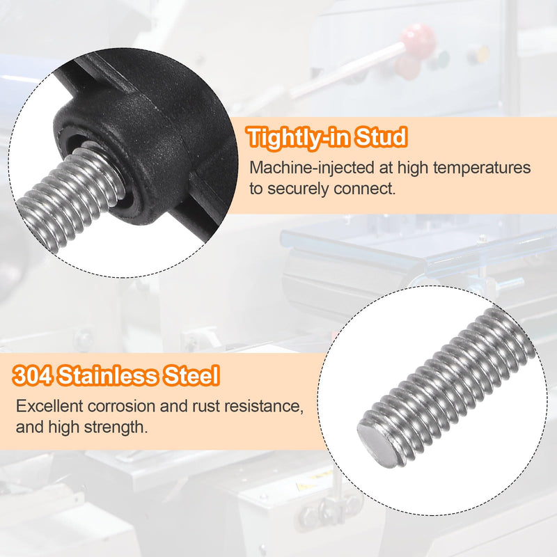 [Australia - AusPower] - HARFINGTON 8pcs Tee Wing Knobs M6 x 35mm Metric 304 Stainless Steel Threaded Stud 27mm Z/T Head Plastic Handles Thumb Screws Hand Clamping Knob Grip Thumbscrew with Nuts Washers, Black 