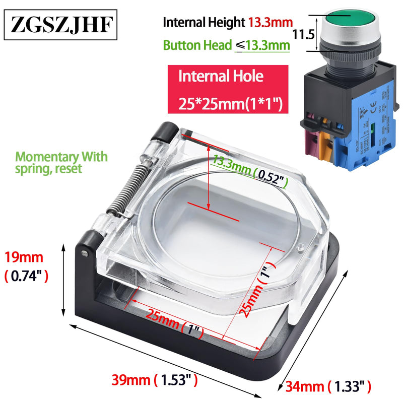 [Australia - AusPower] - 2 Pcs Power Push Button Switch Cover 39 * 34mm, Waterproof and Collision Resistant, Dustproof Safety Protector for 25 * 25mm Mounting Hole Computer PC Desktop Momentary with Spring 34*39mm Square Hole?Momentary 