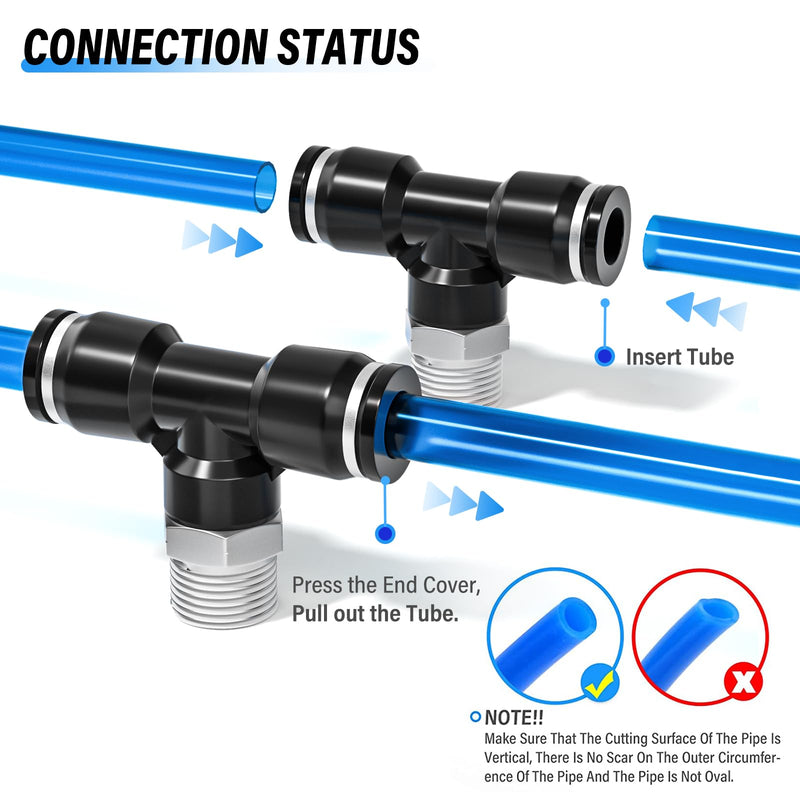 [Australia - AusPower] - TAILONZ PNEUMATIC Male Branch Tee 1/4 Inch Tube OD x 1/4 Inch NPT Thread Push to Connect Fittings PT-1/4-N2 (Pack of 10) 1/4"OD x 1/4"MNPT 